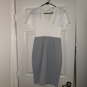 Ted Baker White and Gray Midi Dress